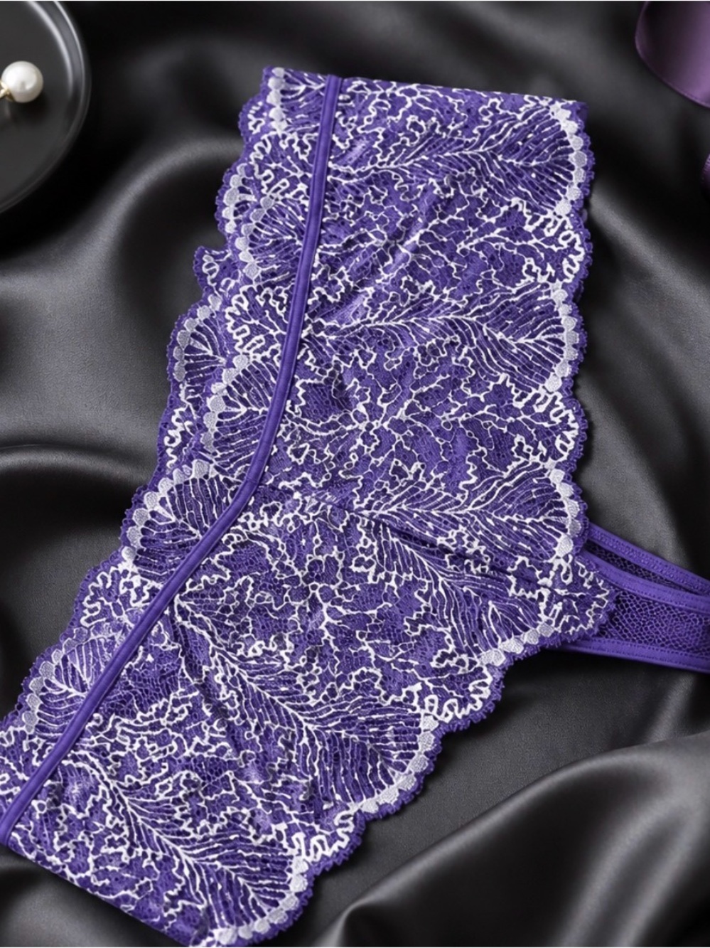 NWT Dreamgirl Large Elegant Purple Lace Trim Sexy Panties